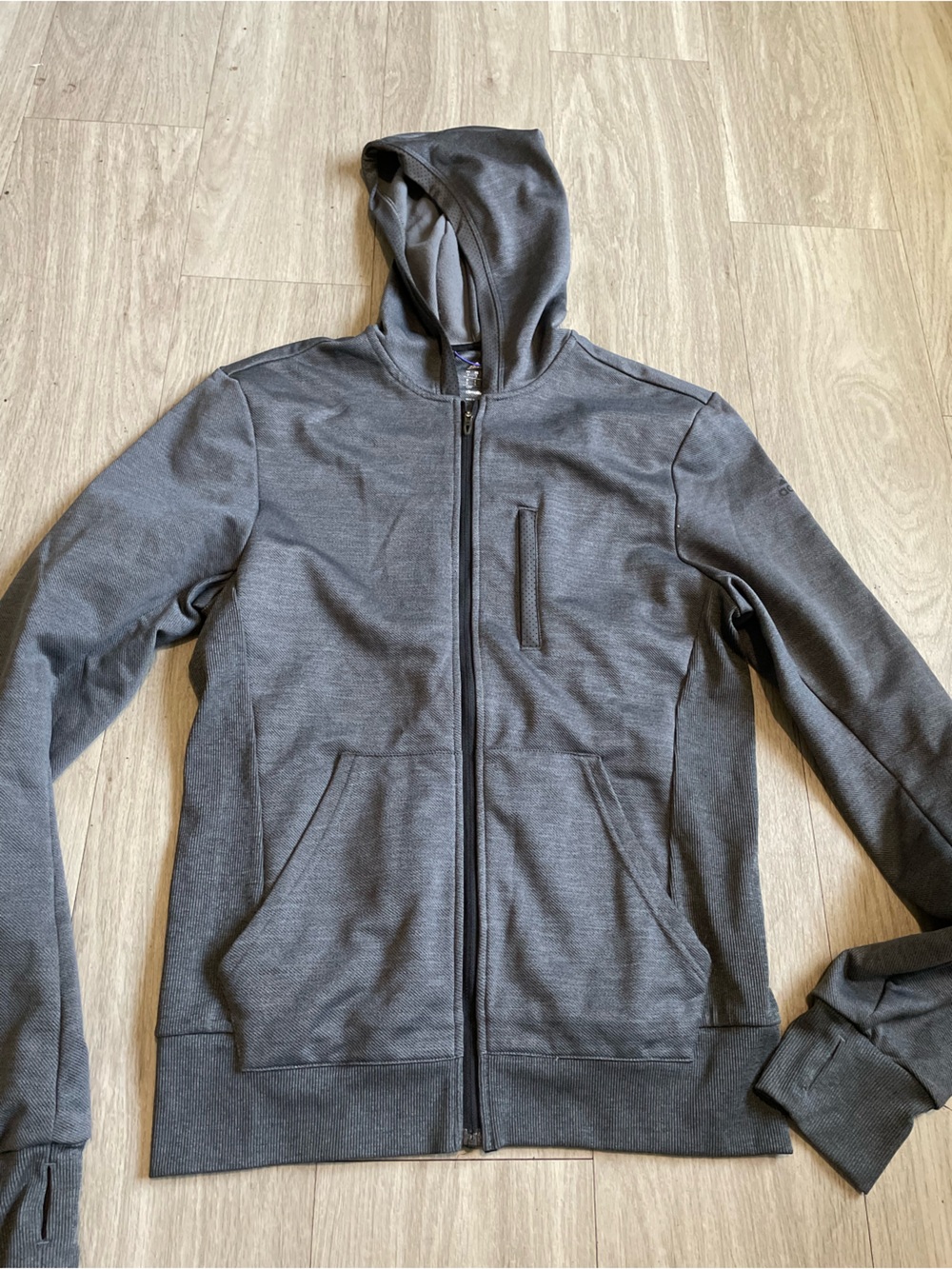 adidas Men's Charcoal Gray Full-Zip Hooded Sweater